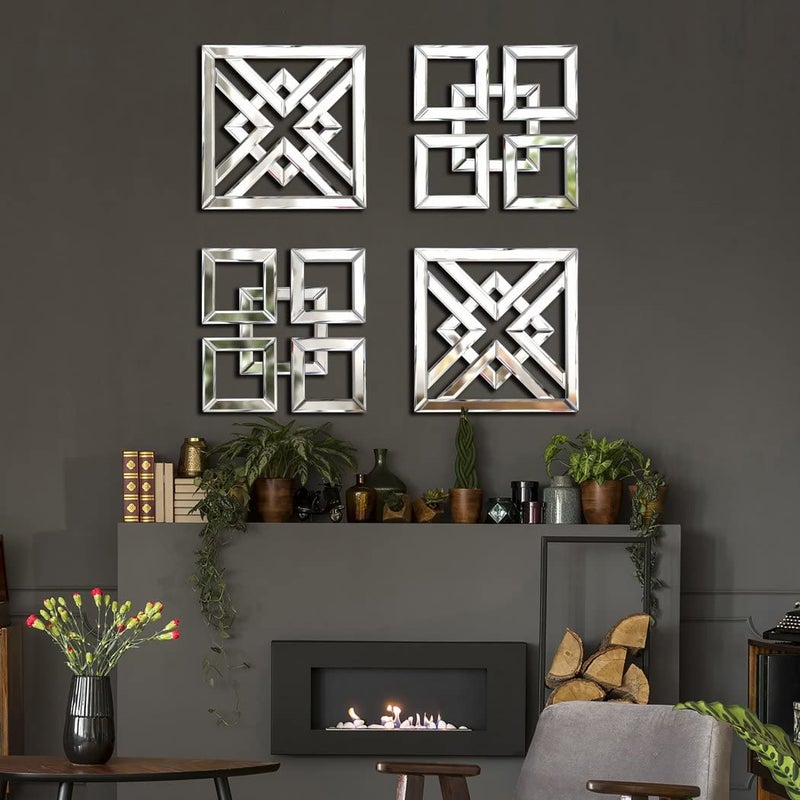 QMDECOR Square Mirrored Wall Decor Decorative Mirror 12x12 inches Modern Fashion DIY Silver Wall-Mounted Mirrors - Image 3